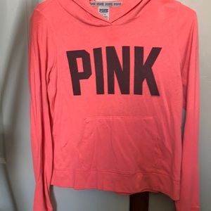 Women’s pink Victoria secret v neck hoodie- L